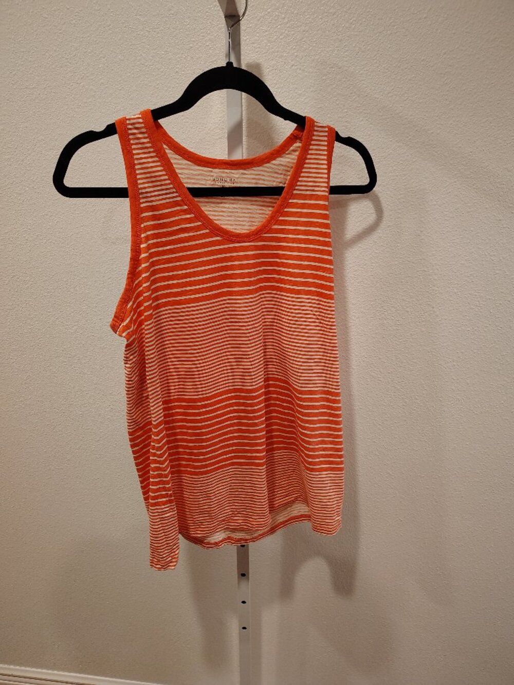 Sonoma Women's Tank Top Size Medium NWT Striped Scoop Neck Cotton Pink White